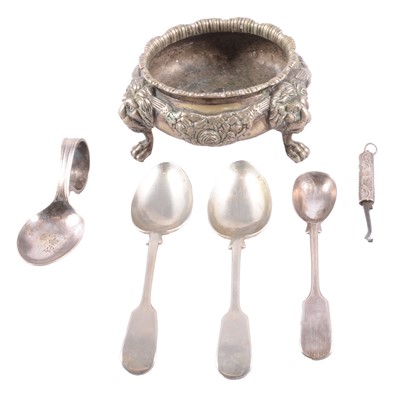 Lot 221 - Folding button hook and plated ware