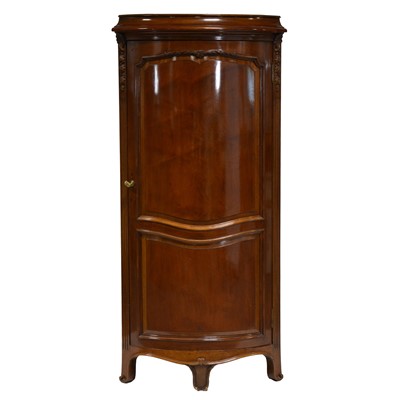 Lot 331 - French mahogany free-standing corner cupboard/ robe