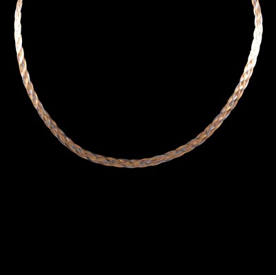 Lot 320 - A 9 carat tri-colour gold necklace, and matching bracelet.