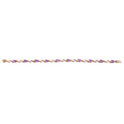 Lot 212 - An amethyst and diamond bracelet.