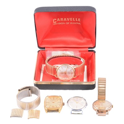 Lot 434 - Tissot and Verity - two gentlemen's gold wristwatches, two other wristwatches, and a spare strap.