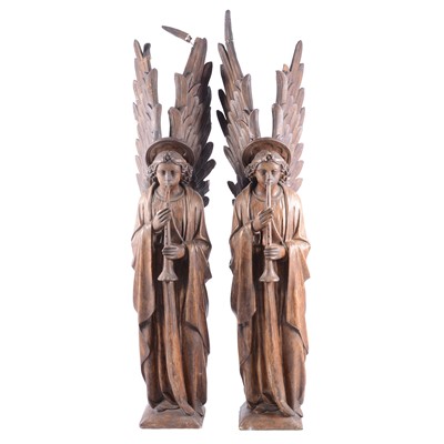 Lot 131 - Pair of ecclesiastical angels