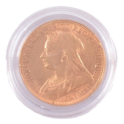 Lot 221 - A Gold Full Sovereign Coin, Victoria Veiled Head 1893.