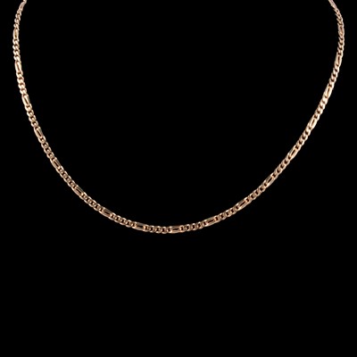 Lot 309 - A yellow metal Figaro fetter and three link chain necklace.