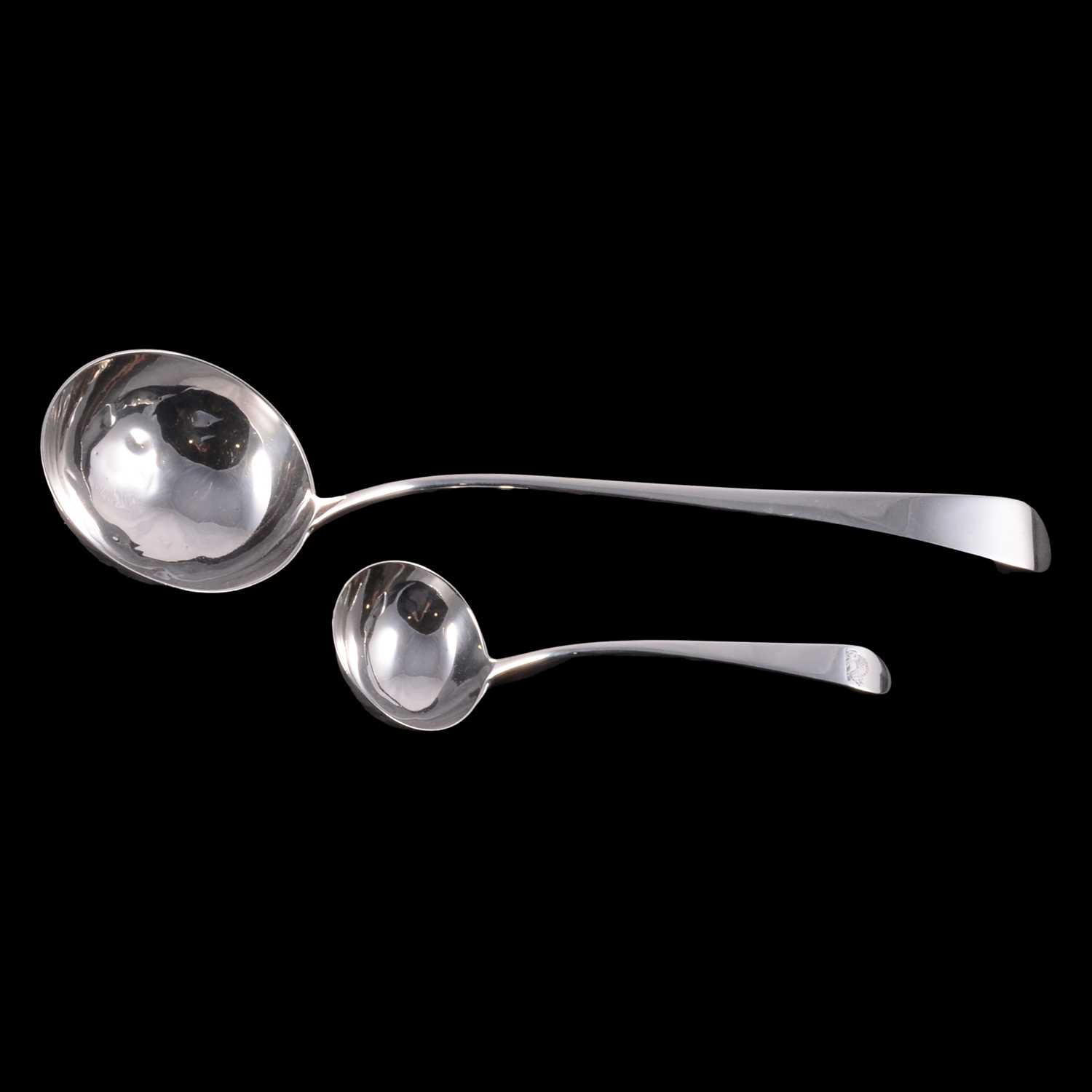 Lot 155 - Silver soup ladle and a silver sauce ladle