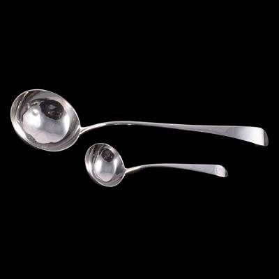 Lot 155 - Silver soup ladle and a silver sauce ladle