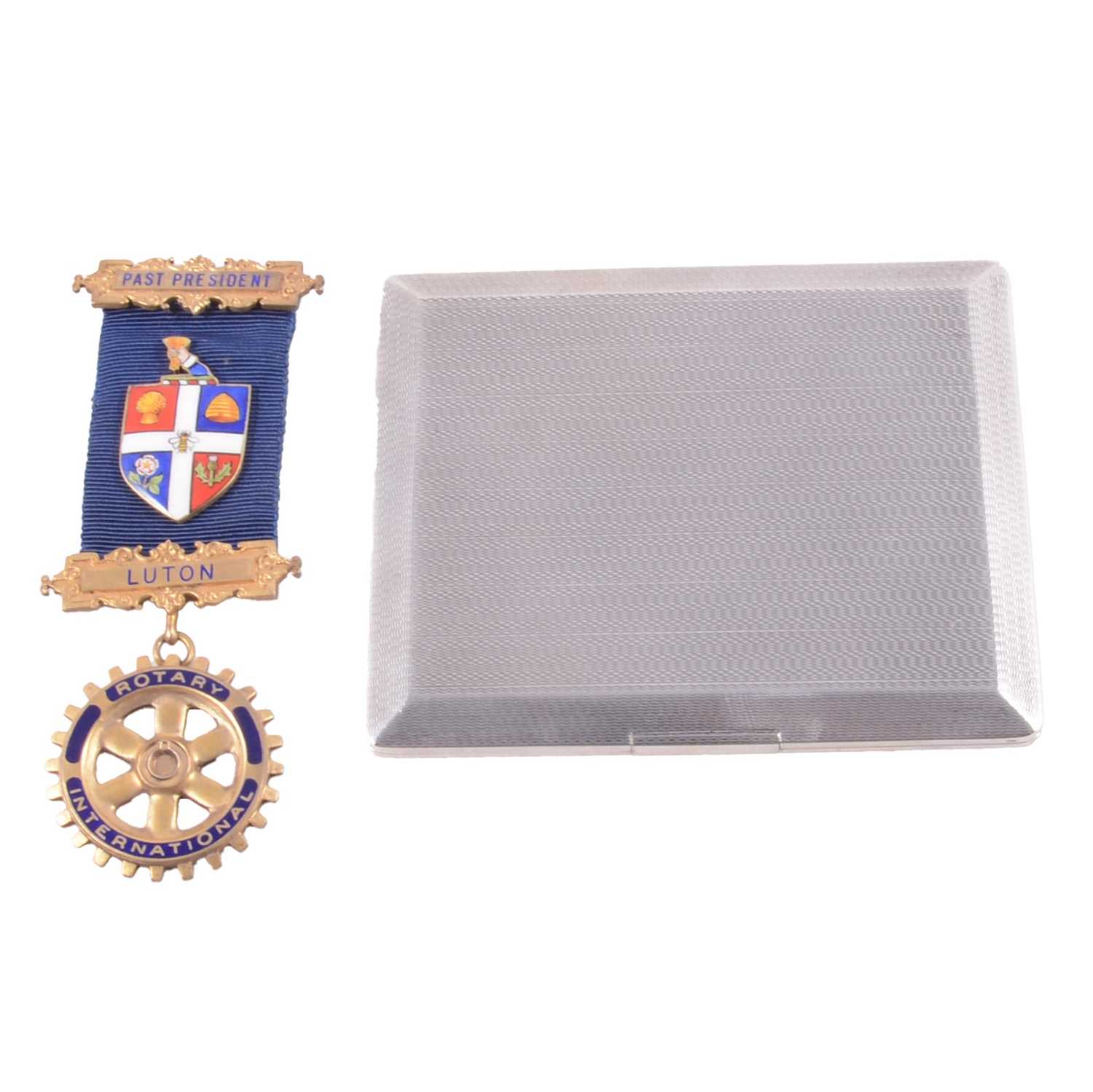 Lot 156 - Silver cigarette case and Rotary silver gilt jewel
