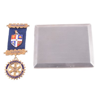 Lot 156 - Silver cigarette case and Rotary silver gilt jewel
