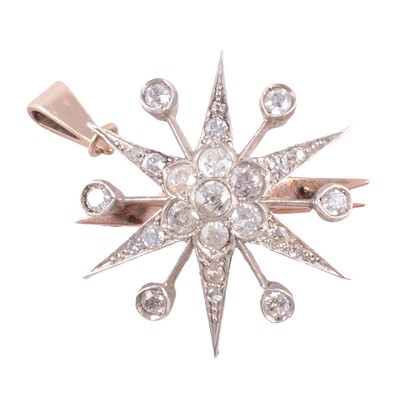 Lot 163 - A Victorian diamond star brooch / pendant.