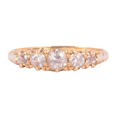 Lot 80 - A diamond five stone ring.