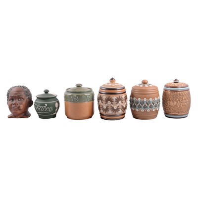 Lot 22 - Collection of ten Doulton Lambeth stoneware Tobacco jars, and others
