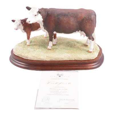 Lot 21 - Border Fine Arts, 'Hereford Cow and Calf'