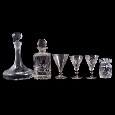 Lot 47 - Box of glassware - decanters, stemware and pair of vases