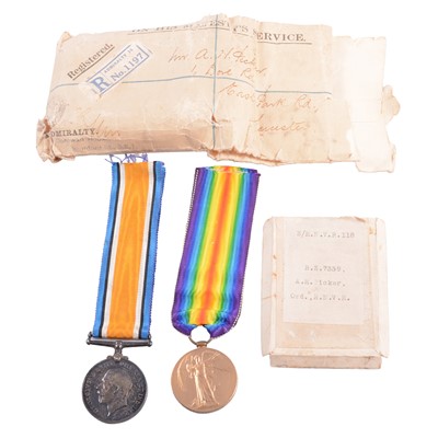 Lot 191 - Medals - WW1 pair to B. Z. 7339 A. H. Picker Ord. R.N.V.R.