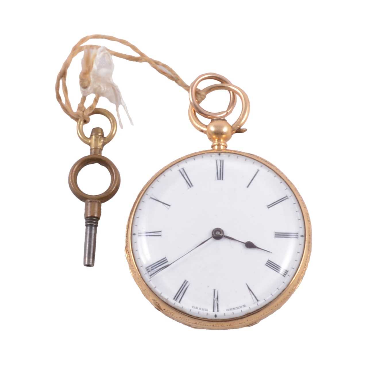 Lot 112 - 18ct gold fob watch