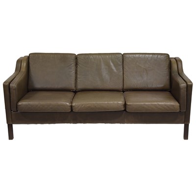 Lot 368 - Danish leather sofa, after a design by Borge Morgensen