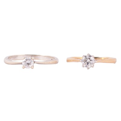 Lot 72 - Two diamond solitaire rings.