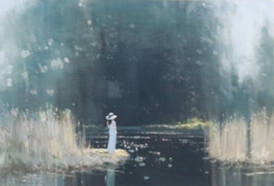 Lot 380 - Robert King, Lady by a lake