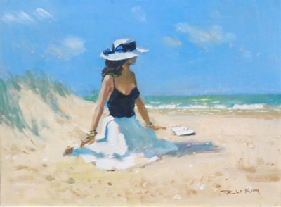 Lot 272 - Robert King, Lady at a beach