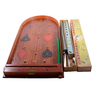 Lot 95 - Jaques 'Trumps Bagatelle' and Balyna Discbat Cricket game