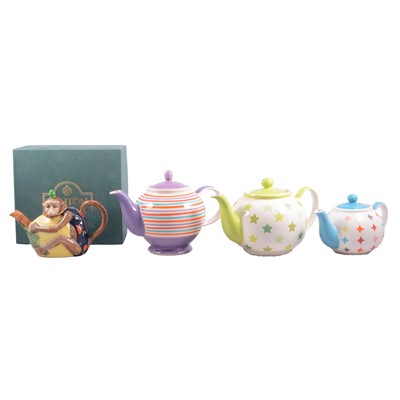 Lot 23 - Minton Archive Collection Monkey Teapot, and three Whittard teapots.