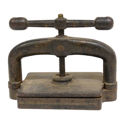 Lot 389 - Small cast-iron book press