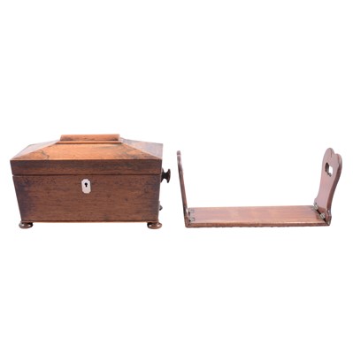 Lot 103 - William IV rosewood tea caddy and a mahogany book rack