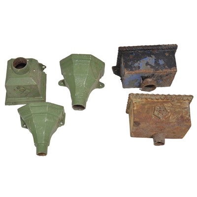Lot 381 - Five various cast iron water hoppers