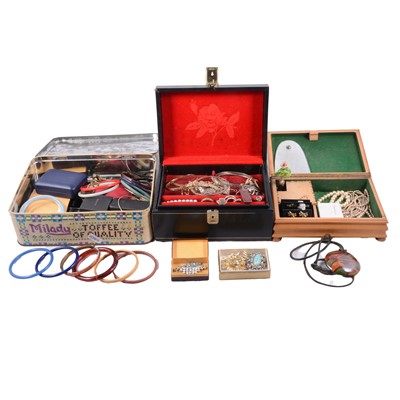 Lot 504 - A collection of rolled gold, silver, white metal and costume jewellery.