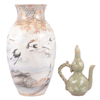Lot 12 - Japanese porcelain vase and a pottery ewer