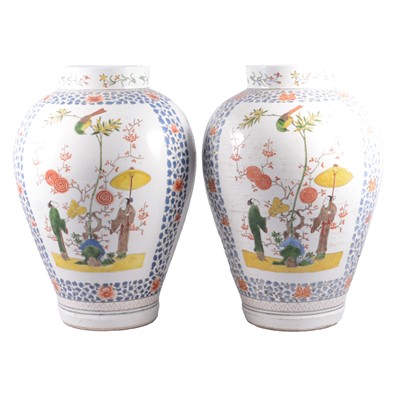 Lot 25 - Pair of large late Chinese polychrome jars