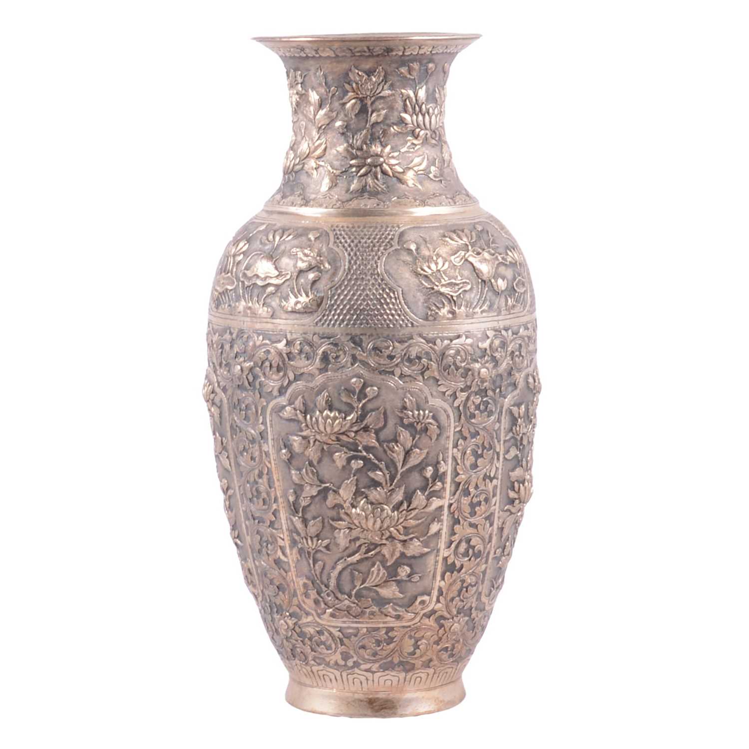 Lot 223 - Japanese white metal vase