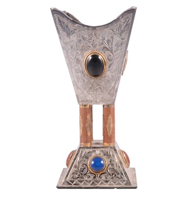Lot 241 - Middle Eastern white metal mounted incense stand