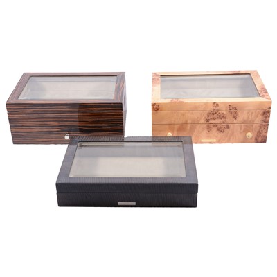 Lot 522 - Seven modern wooden jewellery boxes.