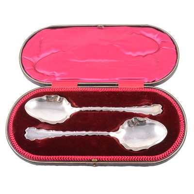 Lot 201 - Pair of silver serving spoons