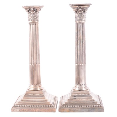 Lot 203 - Pair of silver candlesticks