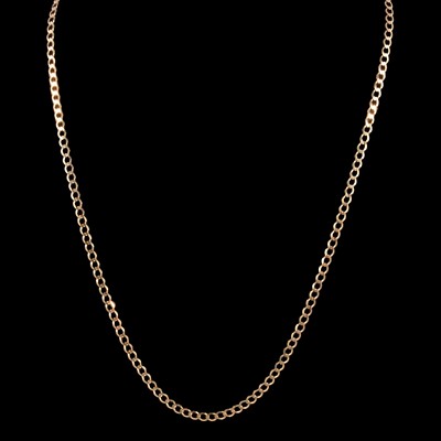 Lot 314 - A 9 carat yellow gold flat curb link chain necklace.