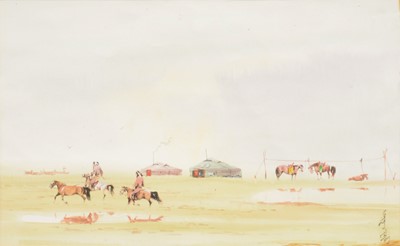 Lot 252 - Small collection of Arabian watercolours, mostly horses.