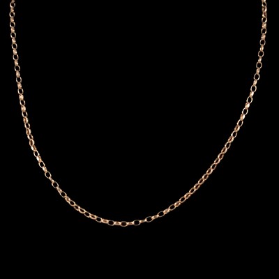 Lot 311 - A 9 carat yellow gold oval belcher link chain necklace.