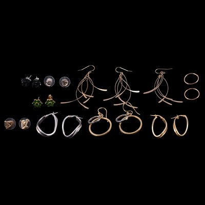 Lot 246 - Nine pairs of earrings for pierced ears.