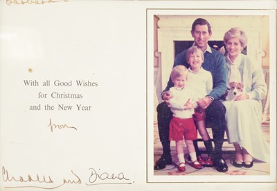 Lot 36 - Royal interest; King Charles III then HRH Prince Charles and Princess Diana signed Christmas card