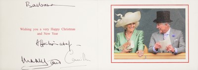 Lot 62 - Royal interest; King Charles III then HRH Prince Charles and Camilla, signed Christmas card