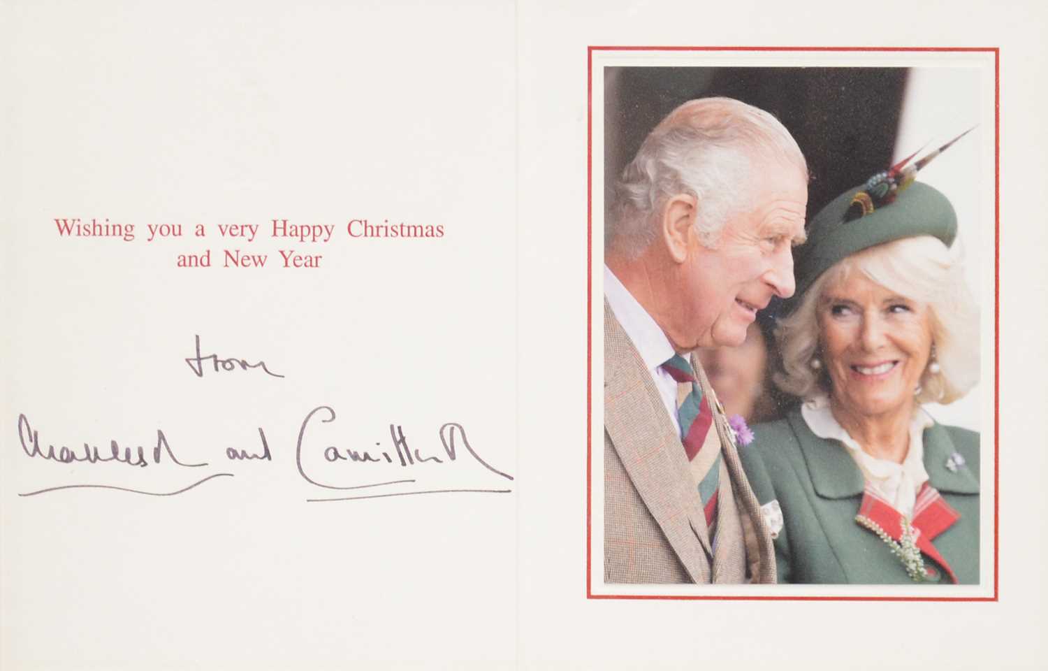 Lot 67 - Royal interest; King Charles III then HRH Prince Charles and Camilla, signed Christmas card