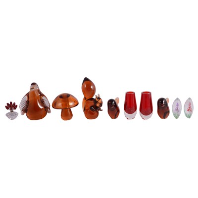 Lot 63 - Three Swarovski faceted glass ornaments, Wedgwood glass, etc.
