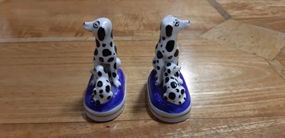 Lot 4 - Pair of Staffordshire dog pen stands, and another pair of smaller dalmation dogs