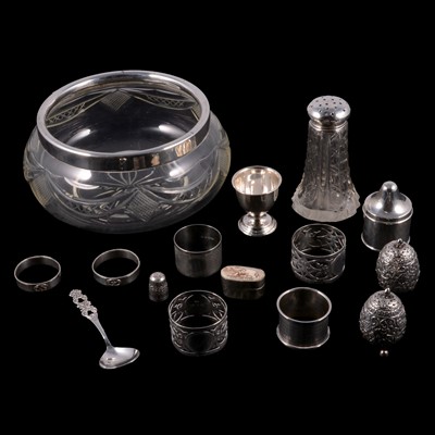 Lot 236 - Silver candle box, Josiah Williams & Co, London 1908, and other small silver and white metal items.