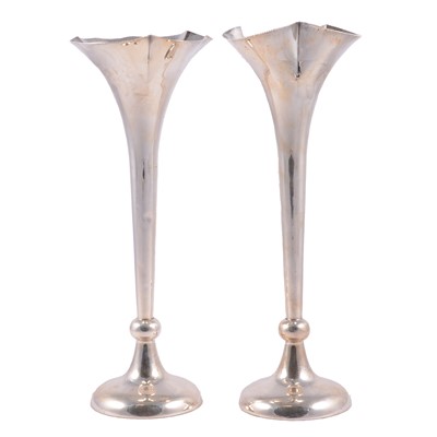 Lot 229 - A pair of large silver vases with filled bases, Joseph Gloster Ltd, Birmingham 1915.