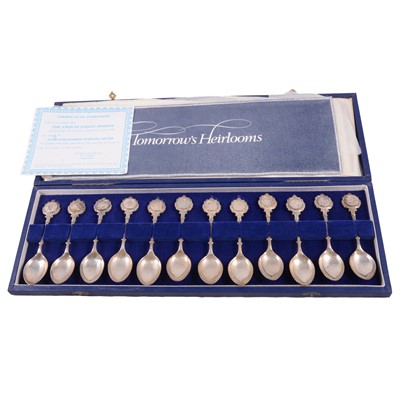 Lot 225 - A Limited Edition cased set of silver zodiac teaspoons, designed by David Cornell, John Pinches, London 1971.