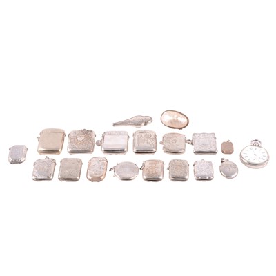 Lot 248 - Collection of silver and other metal vesta cases, pocket watch, etc.
