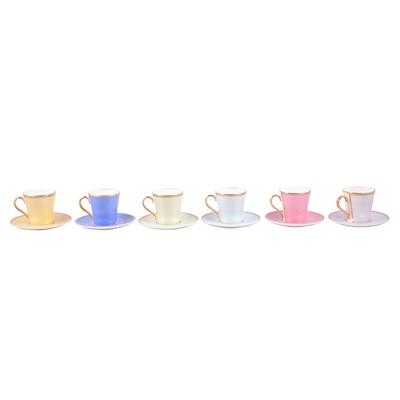 Lot 35 - English fine bone china "The Royal Collection - Faberge", nine tea cups and saucers